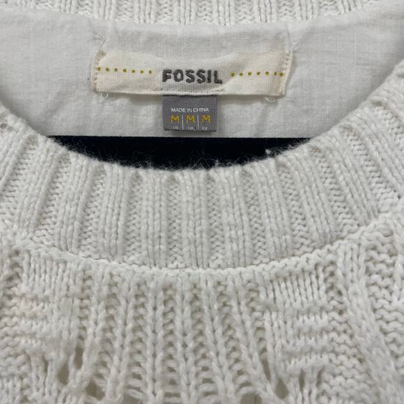 Y2K Fossil Ivory Knit Sleeveless Mini Sweater Dress Womens Medium - Picture 6 of 6